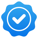 Checkmark in blue seal