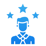 Business figure with three stars